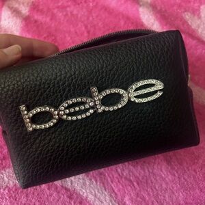 Bebe Black Textured Cosmetic Bag